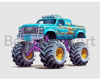 Cool Monster Truck #05 Sublimation Designs - Monster Truck PNG , Monster Truck Clipart