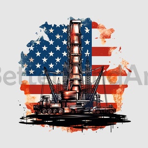 American distress flag Oil rig #02 PNG , Sublimation Designs, Digital download, oil rig png, oil Clipart