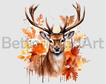 Hjorthuvud med löv PNG, Hjortjakt PNG Sublimeringsdesigner - Hjort PNG, Hjortjägare Clipart
