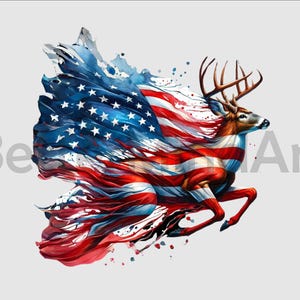 American Distress Flag Deer Sublimation Designs T-Shirt, deer png , deer Clipart for Deer Hunting Lovers