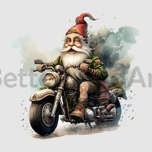 Cute gnome driving motorcycle Sublimation Designs T-Shirt, motorcycle png , biker Clipart