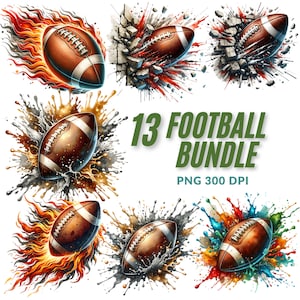 Football PNG Bundle, Football Clipart, Football Graphics, Instant Download, Sports Printables, Crafting Images, Digital Art