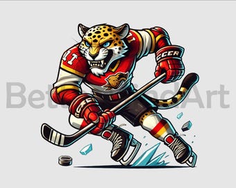 Joueur de hockey sur glace Jaguar 2 PNG, dessins par sublimation, téléchargement numérique, hockey png, clipart hockey