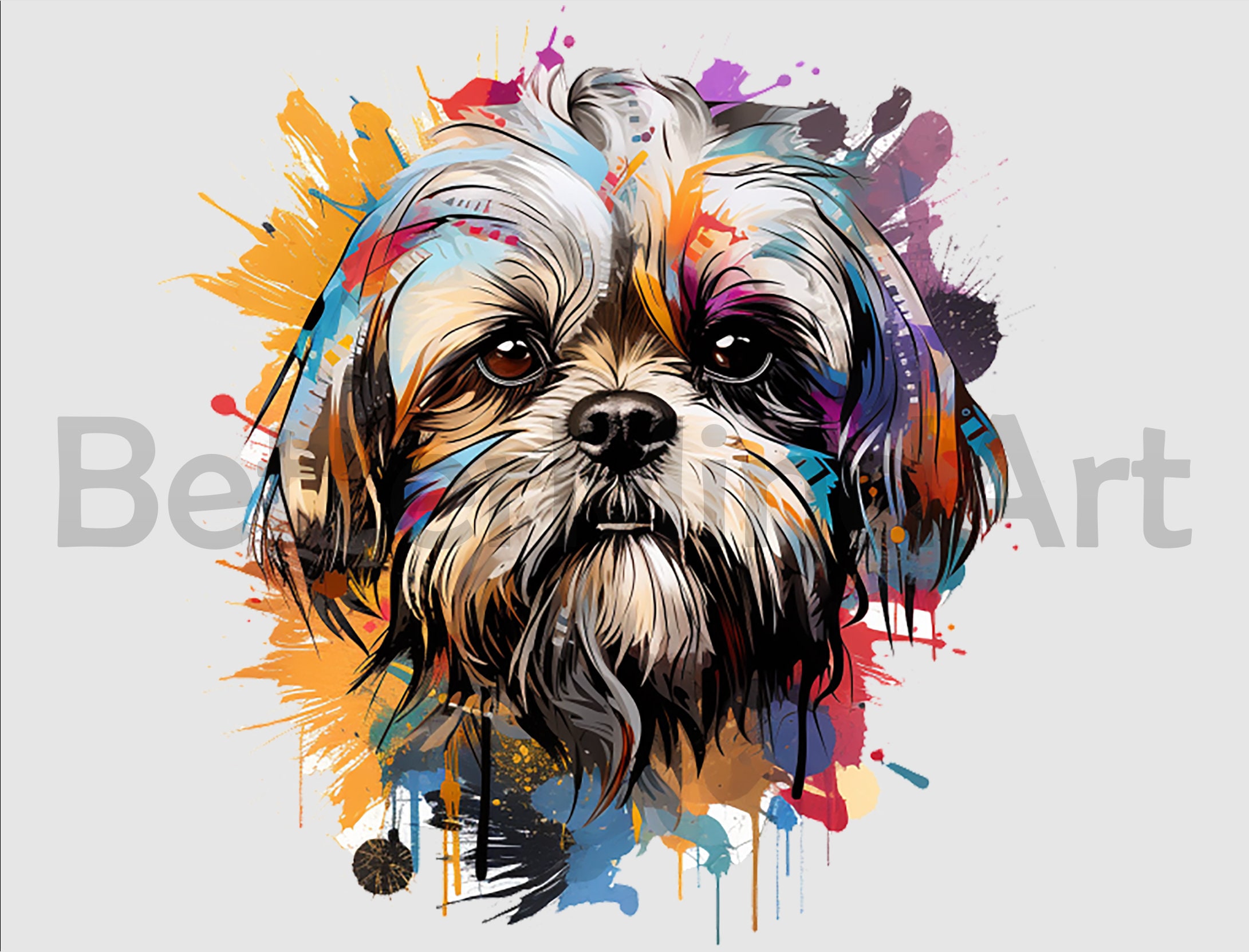 Colorful Shih Tzu Dog 002 PNG , Sublimation Designs, Digital Download ...