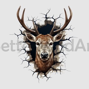 Cool Deer Peeking in the wall PNG Sublimation Designs - Deer PNG , Deer hunter Clipart