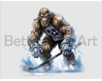 Joueur de hockey sur glace Bigfoot PNG, dessins par sublimation, téléchargement numérique, hockey png, clipart hockey