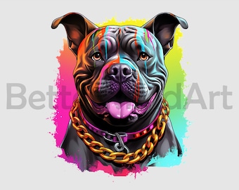 Bunter amerikanischer Bully Hund Sublimation Designs T-Shirt, Bully Hund png, Hund Clipart