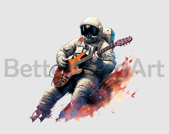 Cool astronaut guitar player 03 PNG , Sublimation Designs, Digital download, guitar png, guitar Clipart