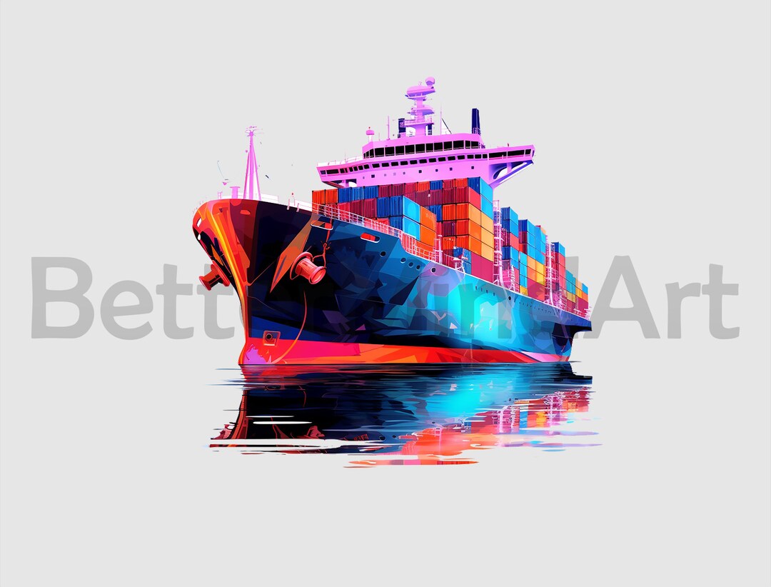 Colorful Cool Container Cargo Ship #88 Sublimation Designs - Container ...