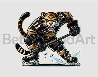 Joueur de Jaguar de hockey sur glace PNG, dessins par sublimation, téléchargement numérique, png de hockey, clipart hockey