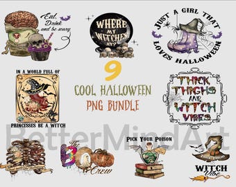 Cool Halloween Bundle PNG, Halloween png bundle, Ghost PNG, Pumpkin png, Halloween Designs Bundle, Sublimation Designs - Halloween Clipart