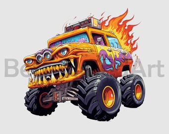 Crazy Cool Monster Truck Sublimation Designs - Monster Truck PNG, Monster Truck Clipart