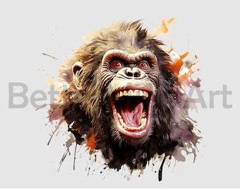Smiling monkey png Sublimation Designs T-Shirt, owl png , monkey Clipart, monkey png
