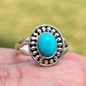 Turquoise Oval Stone Sterling Silver, 925 Sterling Silver Ring, Handmade Ring, Dainty Ring, Statement Ring For Women,  Gift For Boyfriend,