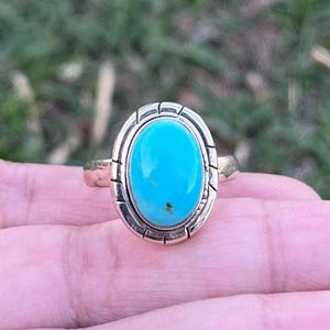 Turquoise Ring, 925 Sterling Silver Ring, Handmade Ring, Dainty Ring, Statement Ring For Women, Natural Stone Ring, Gift For Boyfriend,