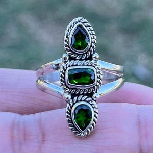 Natural Green Chrome Diopside Ring, 925 Sterling Silver Ring, Dainty Handmade Minimalist Jewelry, Anniversary Gifts, Silver Rings, Best Gift