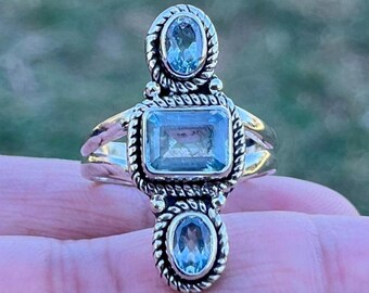 3.5カラットのスイスブルートパーズリング、ハンドメイドの925