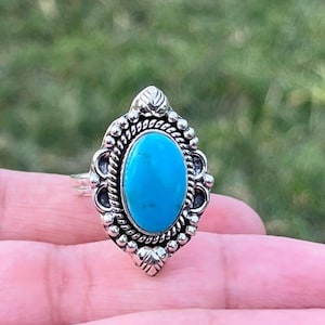 Turquoise Ring, 925 Sterling Silver Ring, Handmade Ring, Dainty Ring, Statement Ring For Women, Natural Stone Ring, Gift For Boyfriend,