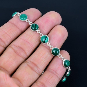 Malachite Bracelet, 925 Silver Bracelet, Charm Jewelry, Women Jewelry, Beautiful Bracelet, Silver Bracelet, Malachite Gems, Anniversary Gift