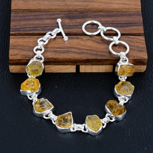 Natural Yellow Citrine Bracelet, Chain Bracelet, 925 Silver Bracelet, Women Bracelet, Handmade Jewelry, Boho Bracelet, Gift For Her Bracelet