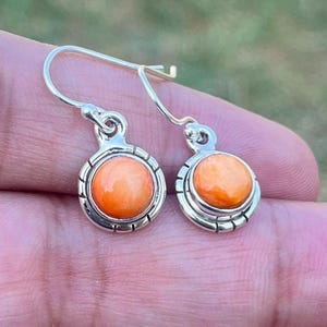 Orange Spiny Oyster Earring Handmade 925 Sterling Silver, Oyster Copper Beautiful, Anniversary Earrings Gifts, Dangle Earring Gift for Women