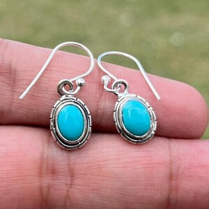 Turquoise Earring 925 Sterling Silver, Natural Turquoise Gemstone  Earring Handmade Party Wear Earring, Wedding Earring, Anniversary Gift,
