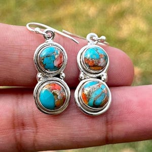 Elegant Spiny Oyster Turquoise Earring 925 Sterling Silver, Oyster Copper Turquoise, Dangle Earring Gift for Wife, Gifts For Her, Party Wear