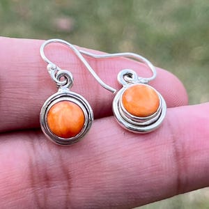 Orange Spiny Oyster Earring Handmade 925 Sterling Silver, Oyster Copper Beautiful, Anniversary Earrings Gifts, Dangle Earring Gift for Women