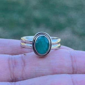 Emerald cut Emerald Ring, raw Natural Emerald Engagement ring, Emerald Ring, Real Vintage Emerald Cut Ring, Naturel Emerald Engagement Ring