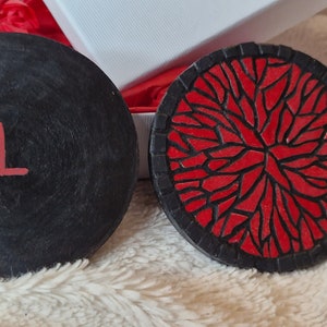 2 red and black mosaic coasters image 3