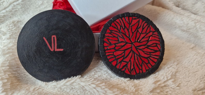 2 red and black mosaic coasters image 3