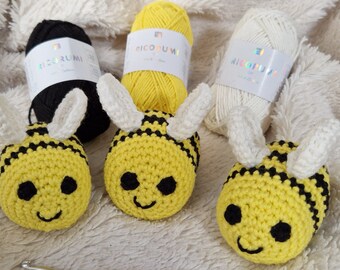 Handmade crochet bee amigurumi with cotton