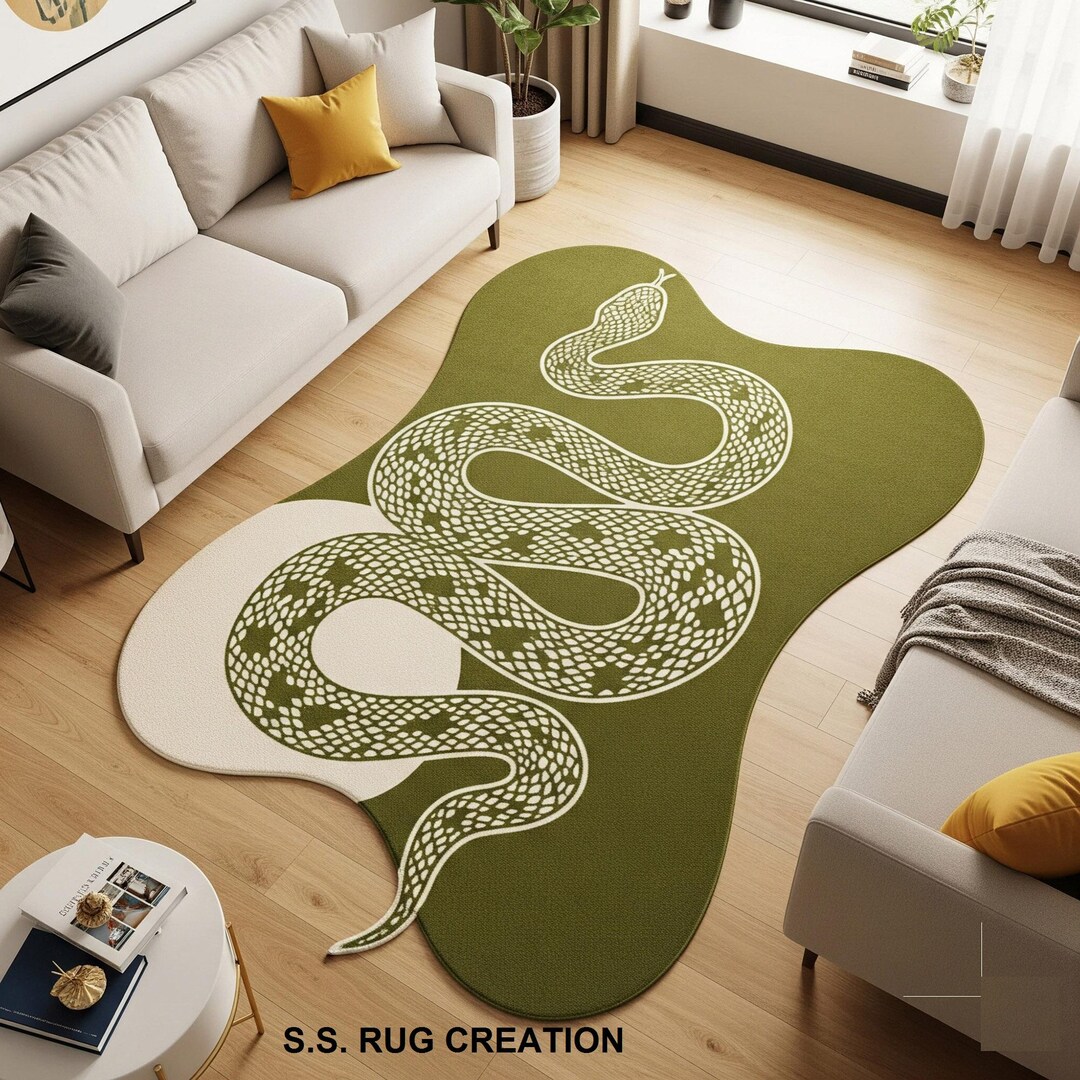 Hand-tufted Wool Snake Rug: Multi-color Irregular Area Rug - Etsy
