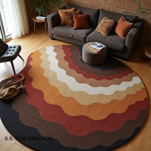 Colorful Amoeba Irregular shape Hand Made Tufted Rugs 100% Fine Wool For Living Room Bed Room Dining Room Color Multi  4x4,5x5,6x6,7x7,8x8,.