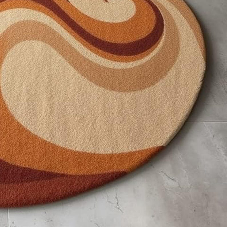 Modern Abstract Wavy Rug – Organic Shape, Earthy Warm Tones, Artistic Living Room Decor image 2