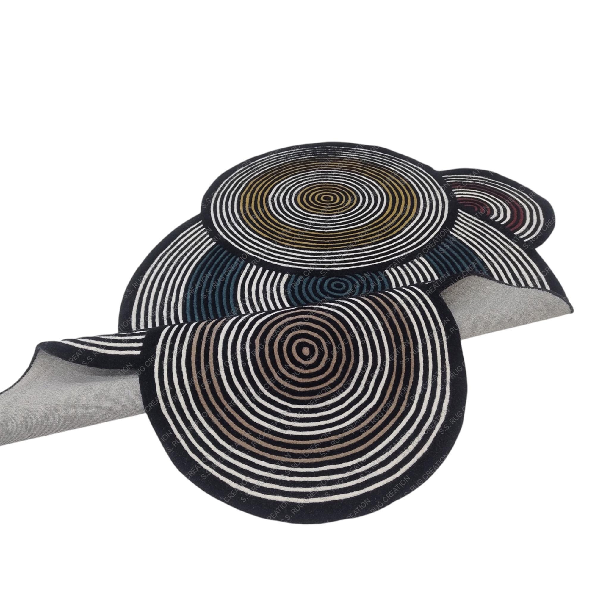 Irregular Round Shape Hand Tufted Wool Area Rugs for Living & Bedroom ...