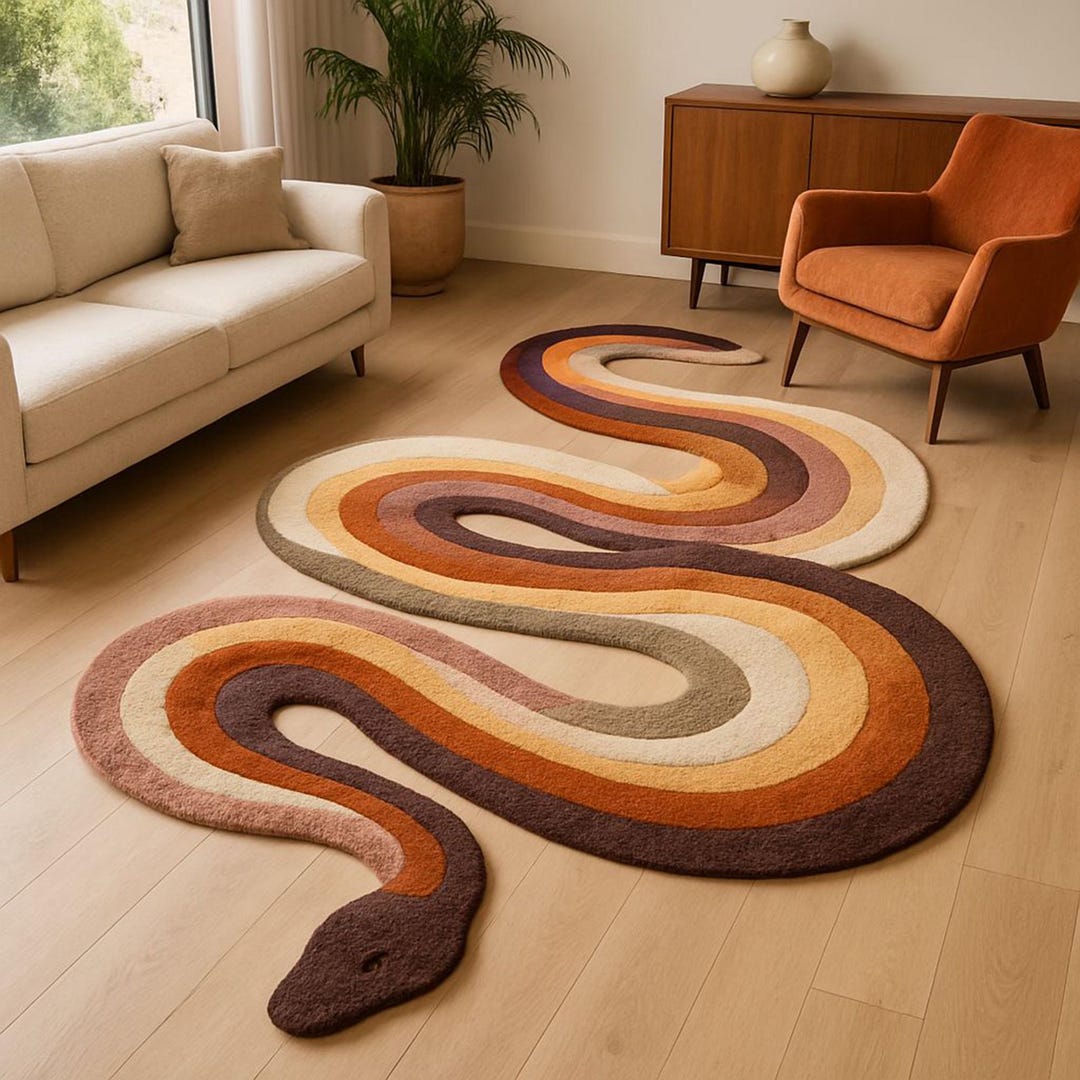 Small Snake Rug Hand-tufted Wool Snake Rug: Modern Living Room Decor - Etsy