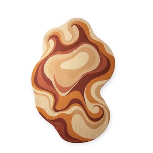 Modern Abstract Wavy Rug – Organic Shape, Earthy Warm Tones, Artistic Living Room Decor image 6