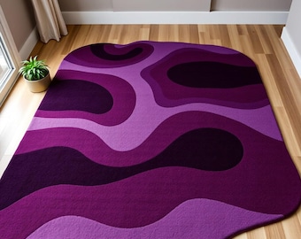 Tappeto astratto ondulato in rosso e rosa – Arte moderna e irregolare per l'arredamento del soggiorno