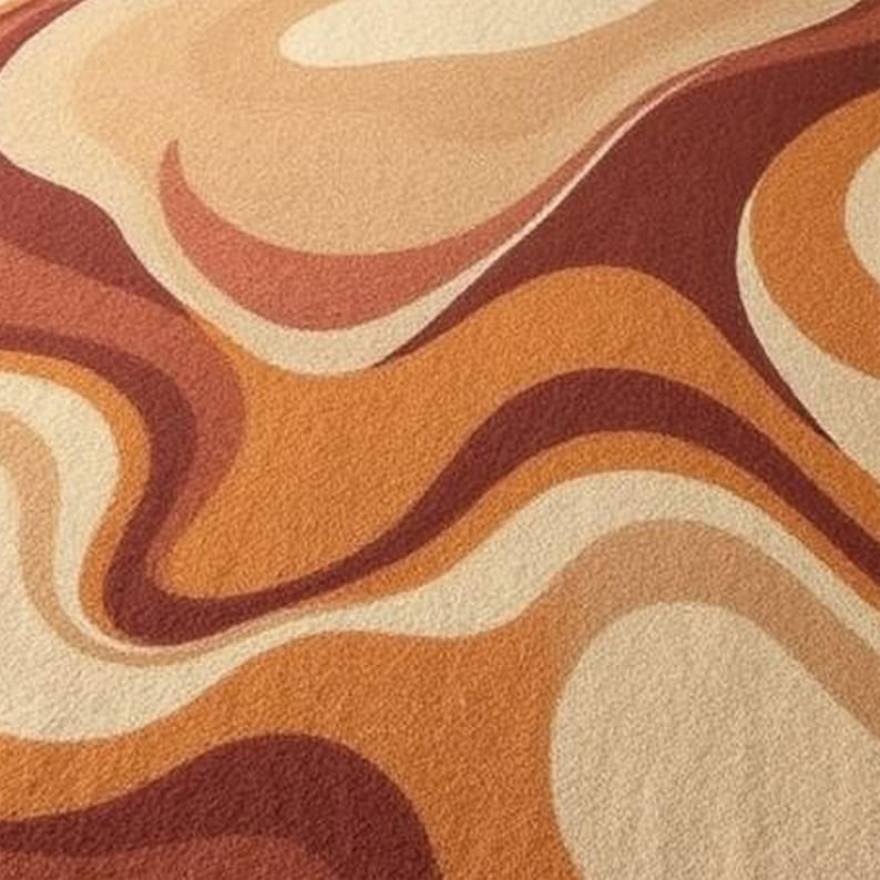 Modern Abstract Wavy Rug – Organic Shape, Earthy Warm Tones, Artistic Living Room Decor image 4