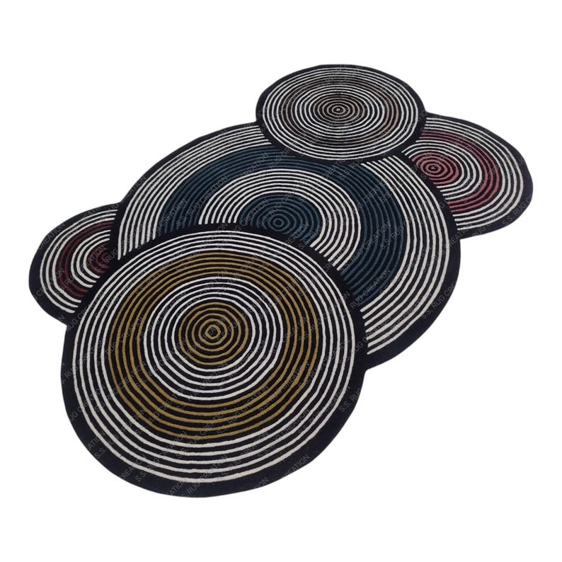 Irregular Round Shape Hand Tufted Wool Area Rugs for Living & Bedroom ...