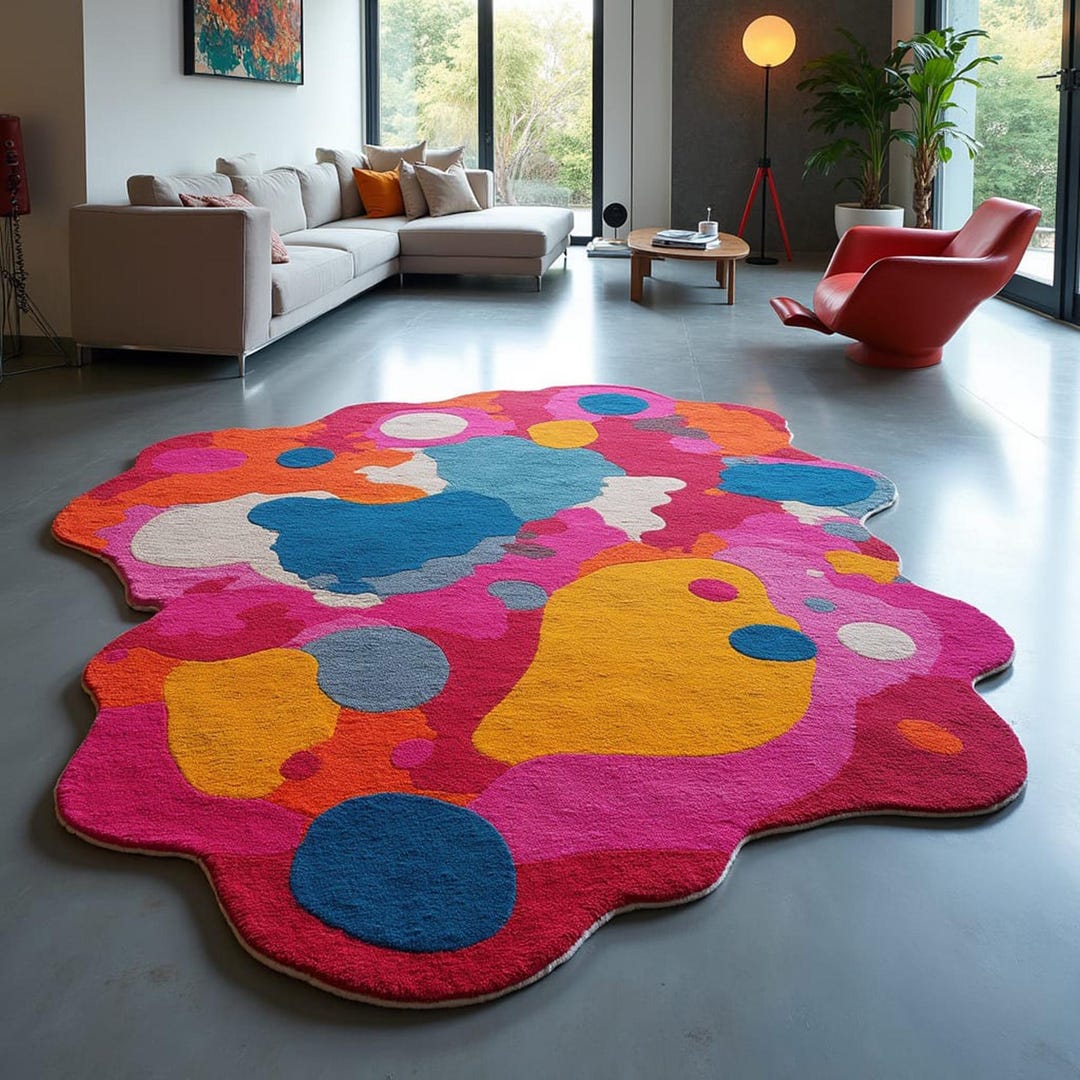 Orange Splat Rug Paint-splatter Abstract Rug – Irregular Multicolor Artistic Area Rug ...