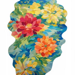 Vibrant Floral Rug with Irregular Shape – Artistic Statement for Modern City Living Rooms image 7