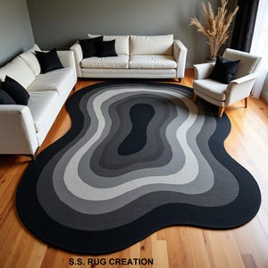 Gray multi Amoeba Irregular Shape Hand Tufted 100% Wool Area Rugs For Bedroom Authentic, Minimalist Tufted Rug,4x6,5x8,6x9,7x10,8x10,9x12