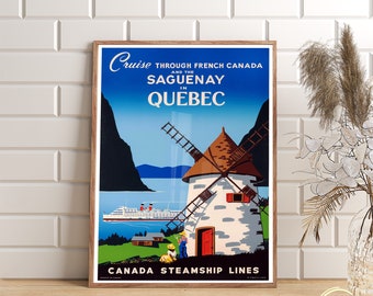 SAGUENAY in QUEBEC Canada | Travel Poster, Vintage Poster, Vintage Wall Art, Retro Wall Art, Art Deco Decor, Retro Poster, Gift Idea