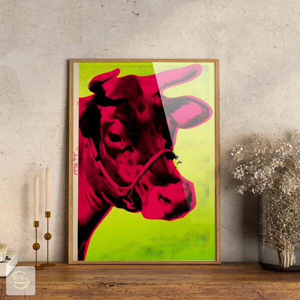 Cow by Andy Warhol | artprint, aesthetic roomdecor, pop art, roomdecor, wall art for living rooms, canvas, poster printout, walldecor