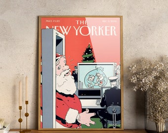 Santa Claus The New Yorker  | Christmas, New Yorker Poster, The New Yorker Print, New Yorker Magazine, Christmas Wall Art, Magazine Cover