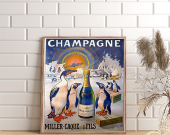 Champagne Miller-Caque Fils, Art Nouveau, Food&Drink Poster, Vintage Poster, Vintage Wall Art, Retro Art, Art Deco, Retro Poster, Gift Idea