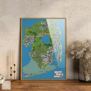 Los Santos Satellite Map&Tourist Map 80cm*80cm HD Print Poster For GTA V  Poster