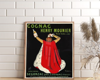 Cognac Henry Mounier, Maison Fondée, Food&Drink Poster, Vintage Poster, Vintage Wall Art, Retro Wall Art, Art Deco, Retro Poster, Gift Idea